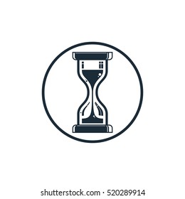 Time conceptual stylized icon. Old-fashioned hourglass isolated on white, stylish clock pictogram.