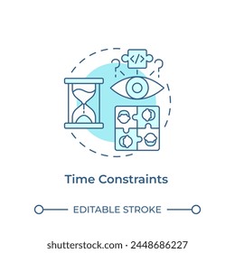 Icono de concepto azul suave de restricciones de tiempo. Desafío Hackathon. Plazos y plazos. Ilustración de línea de forma redonda. Abstractas idea. Diseño gráfico. Fácil de usar en Materiales promocionales
