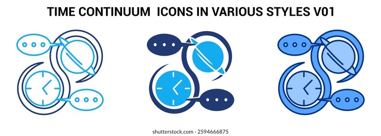 Time Continuum icon represented by clock, planet Blue, Dualline, Dualtone style.
