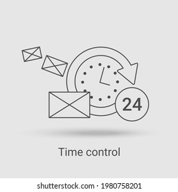 Icono de control de tiempo.Comunicación continua.Planificación de tiempo y flujo de trabajo.Ilustración de vector lineal.