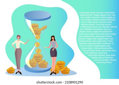 Time control.Control over financial transactions.Deadline and time management..Flat vector illustration.