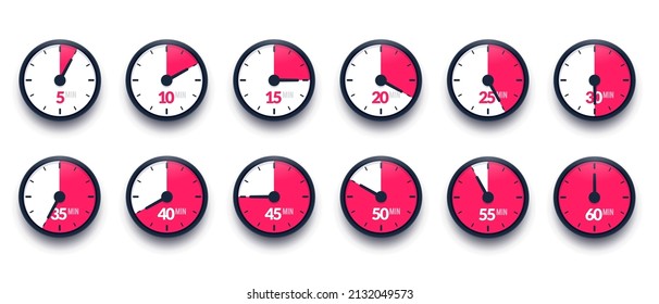 Time Counter Conzept. Set Of Clocks Or Stopwatches.