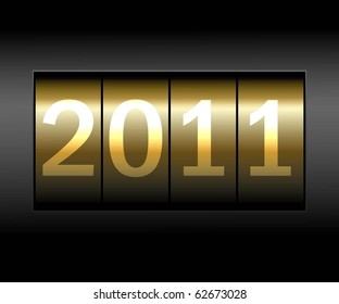 Time counter with date of new year. Vector.
