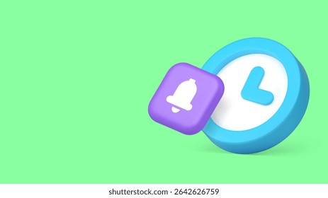 Time counting alarm clock ring bell reminder announce notification copy space banner. Timing alert signal countdown deadline notice timeline attention timer interval chronometer