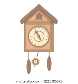 Vector de dibujos animados del icono de reloj de cuco de tiempo. Viejo reloj. Hora de vuelo