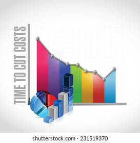 time to cut costs business graph, illustration design over a white background