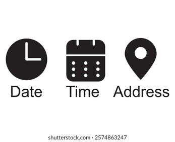 Time data and clock line icons. Clock icon in trendy flat and line style isolated on white background. Icons for date, time, era, duration, period, span, hour, minute, watch, timer, time keeper