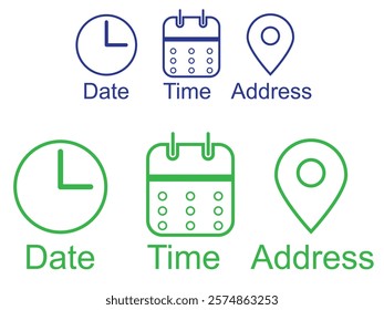 Time data and clock line icons. Clock icon in trendy flat and line style isolated on white background. Icons for date, time, era, duration, period, span, hour, minute, watch, timer, time keeper