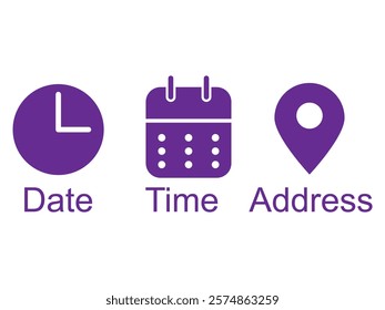 Time data and clock line icons. Clock icon in trendy flat and line style isolated on white background. Icons for date, time, era, duration, period, span, hour, minute, watch, timer, time keeper