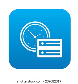 Time Database on blue button,clean vector