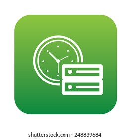 Time Database on green button,clean vector