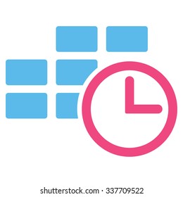 Time Dataset vector icon. Style is bicolor flat symbol, pink and blue colors, rounded angles, white background.