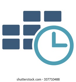 Time Dataset vector icon. Style is bicolor flat symbol, cyan and blue colors, rounded angles, white background.