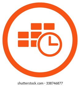 Time Dataset vector icon. Style is flat rounded symbol, orange color, rounded angles, white background.