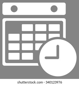 Time Dataset vector icon. Style is flat symbol, white color, rounded angles, gray background.