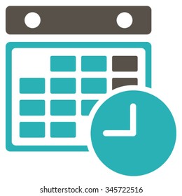 Time Dataset vector icon. Style is bicolor flat symbol, grey and cyan colors, rounded angles, white background.