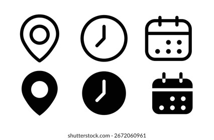 Icono de Dirección de fecha de hora establecido Vector de colección eps10.