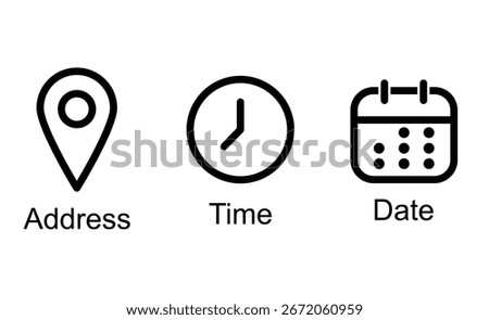 Time date address icon set collection vector eps10.