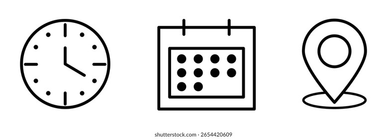Zeitdatumsadresssymbole eingestellt. Adressspeicherort-Symbol. Stoppuhr-Zeitgeber-Symbol. 