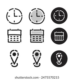 Time, date, address or place. vector icon with hand drawn doodle style