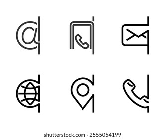 Time, date, address and also web, e-mail and phone - icons set, for some event, concert, seminar. Pictograms in bold line