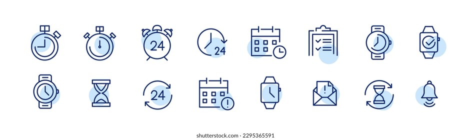 Time and date calendar and clock applications. Planning and deadline. Pixel perfect, editable stroke icons