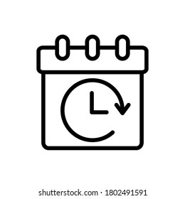 Time And Date (Calendar and Date) icon outline vector. isolated on white background