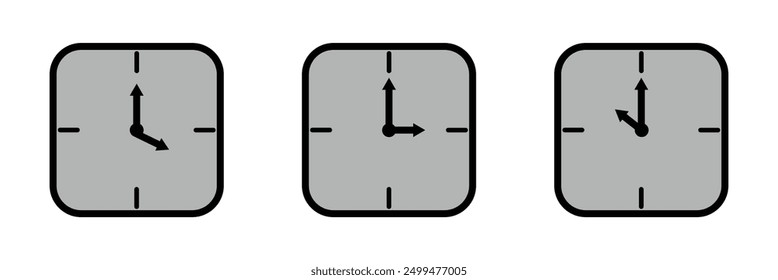 Time, date, Clock icons in different shapes. Clock icon. watch icon. Eps 10.