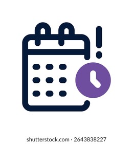 Icono de duotono de hora y fecha. Icono de Vector elegante y moderno para Sitios web, App móviles, materiales de marketing y diseño corporativo. Totalmente escalable y listo para usar.