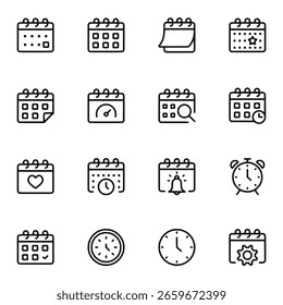 Hora y fecha Colección de iconos de contorno de Essentials