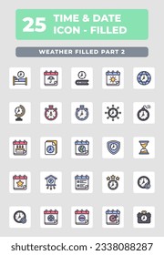 time date filled style icon design