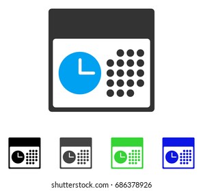 Time And Date flat vector pictograph. Colored time and date gray, black, blue, green pictogram variants. Flat icon style for application design.