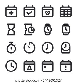 Time and date icon set