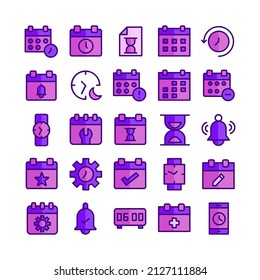 Time and Date icon set vector flat line for website, mobile app, presentation, social media.