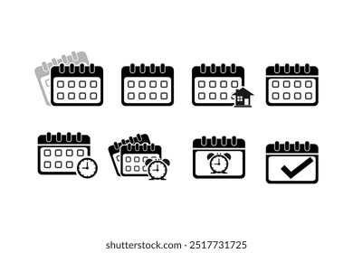 Time,  and date icon vector in flat style. Clock  and calendar sign symbol ESP 10