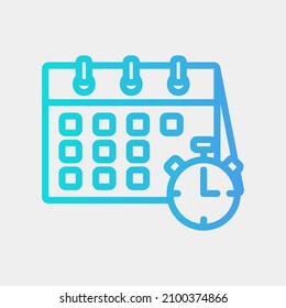 Time date icon vector illustration in gradient style about calendar and date, use for website mobile app presentation