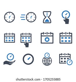 Time And Date Icons - Blue Version