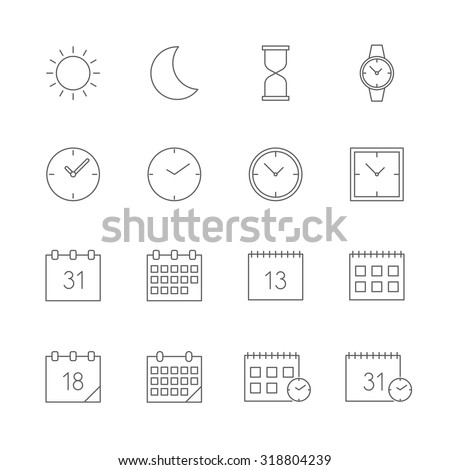 time date icons set