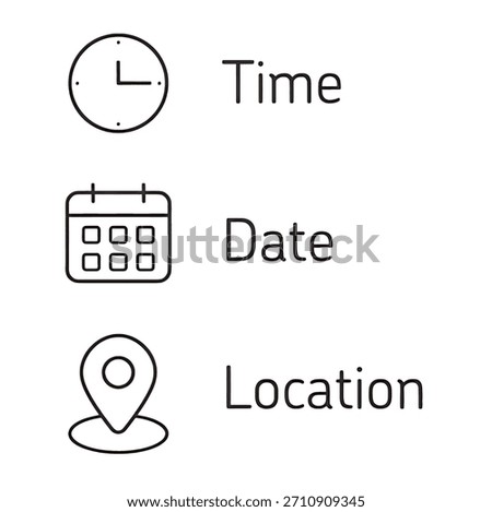 Time, date, location address symbol set