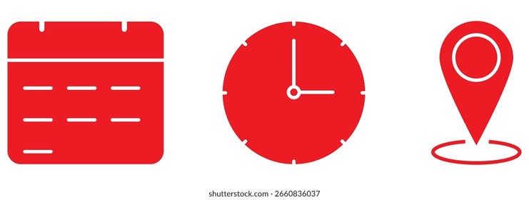 Symbol für Zeit, Datum, Ort oder Ort. Trendy und moderne Vektorgrafik. EPS 10