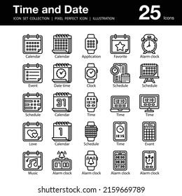 
Colección de iconos de esquema de fecha y hora