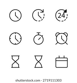 Conjunto de iconos de esquema de fecha y hora para la interfaz de usuario