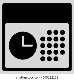 Time And Date vector icon. Style is flat symbol, black color, rounded angles, light gray background.