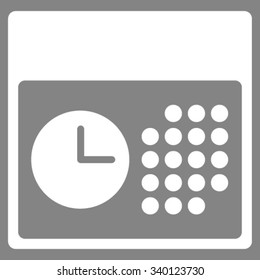 Time And Date vector icon. Style is flat symbol, white color, rounded angles, gray background.