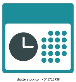 Time And Date vector icon. Style is bicolor flat symbol, soft blue colors, rounded angles, white background.