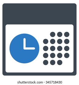 Time And Date vector icon. Style is bicolor flat symbol, smooth blue colors, rounded angles, white background.