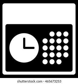 Time And Date vector icon. Style is flat symbol, white color, rounded angles, black background.