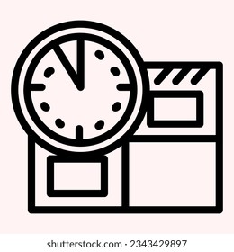 In time delivery line icon. Parcel and clock, fast shipping. Postal service vector design concept, outline style pictogram on white use for and app. Eps 10.