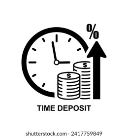 Time deposit icon. Long term investment. Accounting concept isolated on background vector illustration.