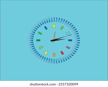 Time  Design Education Icon with Side Shadow Close close-up of clock face. Hands pointing to twelve. Midday Blank clock face mock up with hour, minute and second hands, isolated on Vector illustration